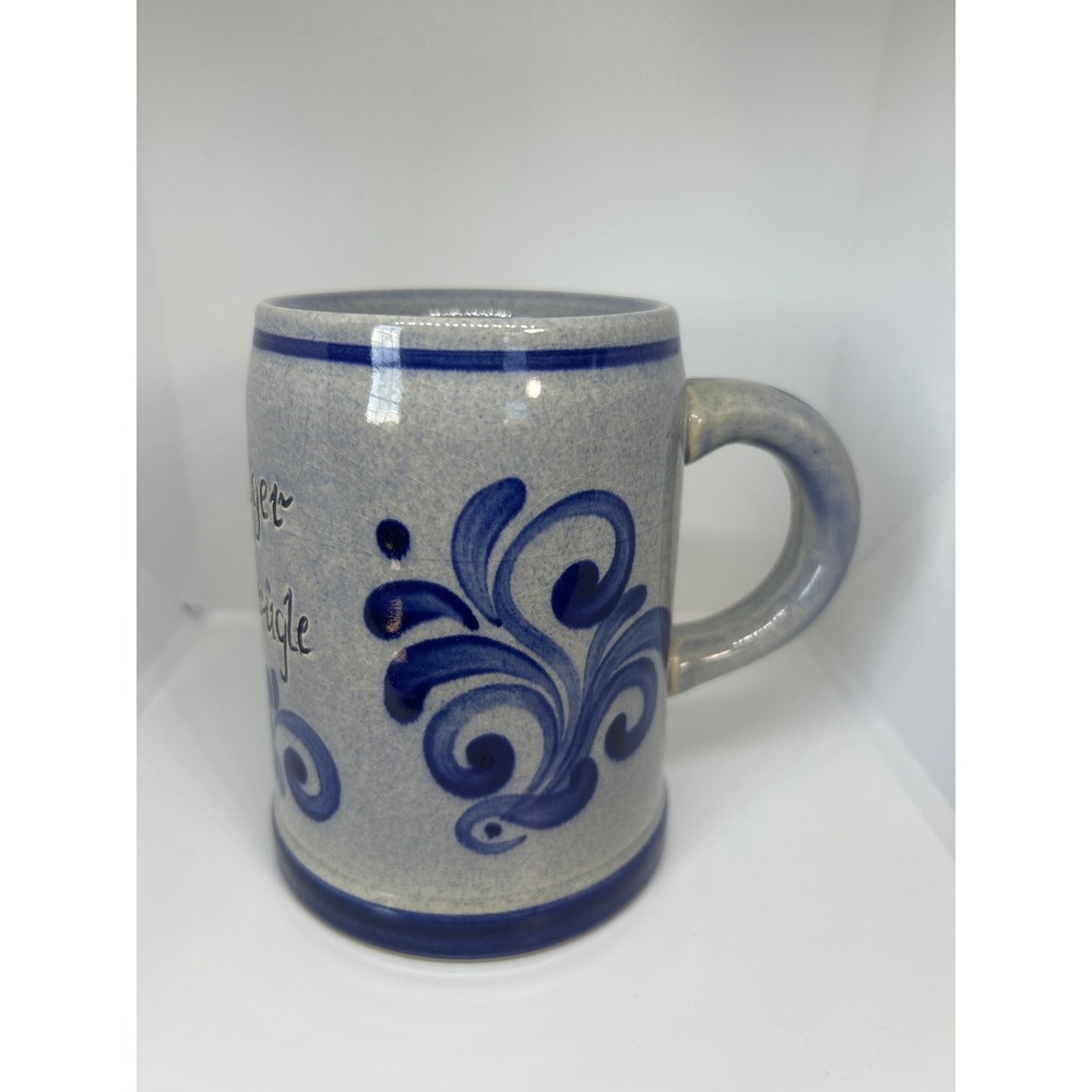 Rexinger Bierkrügle West Germany Handarbeit Salt Glaze Stoneware Beer Mug Blue
